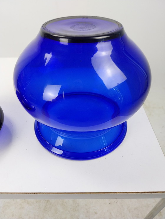 Image 1 of 1 X Plus Glass Norway Cobalt Blue Pot With Lid 1970'S