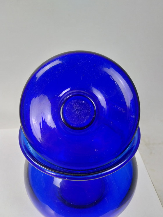 Image 1 of 1 X Plus Glass Norway Cobalt Blue Pot With Lid 1970'S