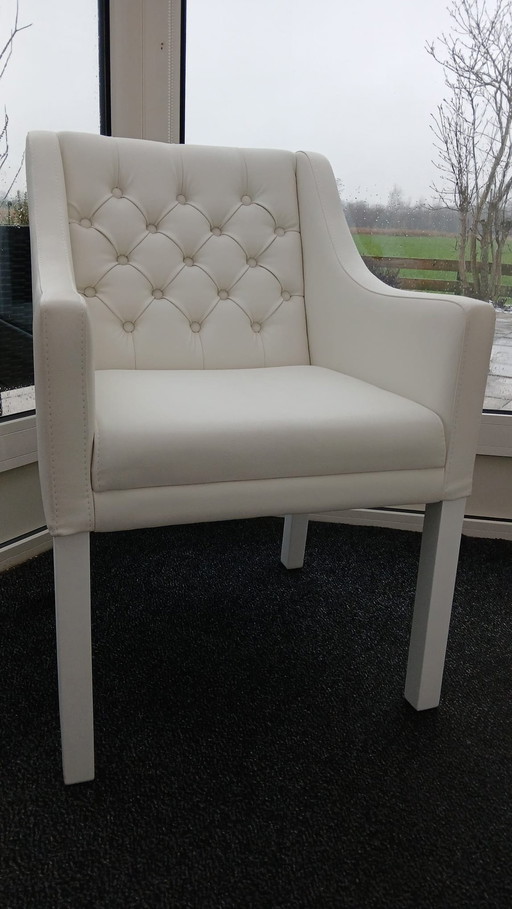 2X Dining Chairs White Leather New