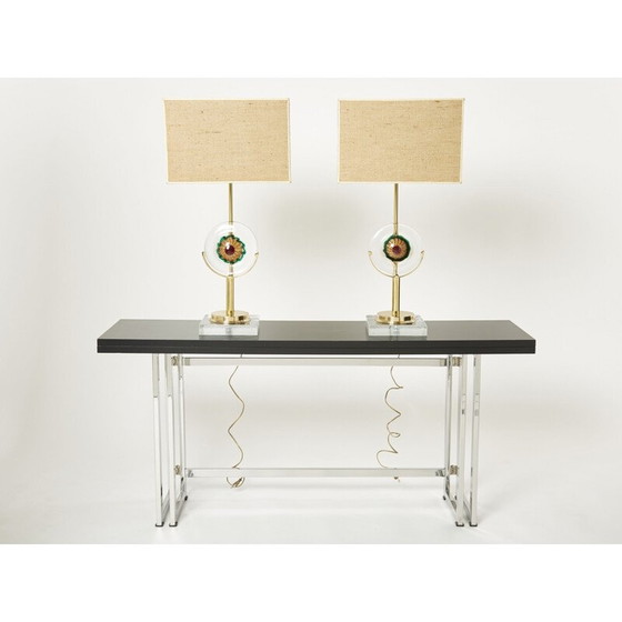 Image 1 of Pair of vintage lamps in murano glass and brass, Italy 1970