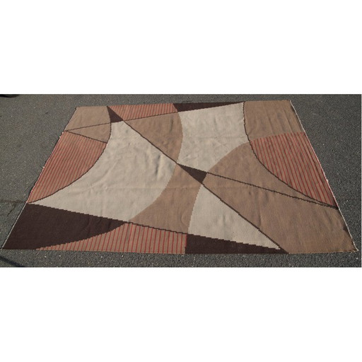 Vintage geometric Kilim rug, Czechoslovakia 1950