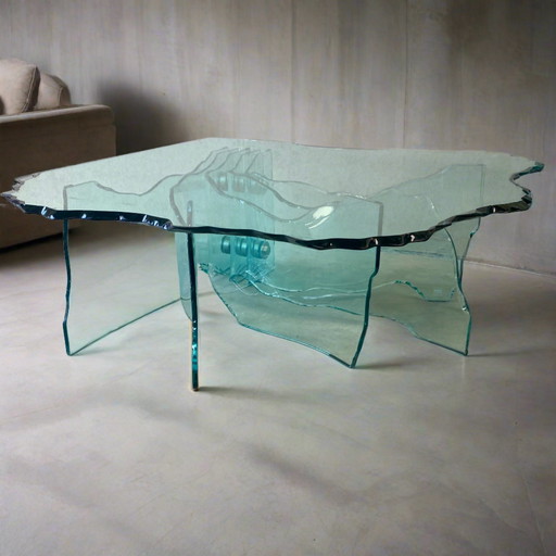 Fiam Italia "Shell" design coffee table Danny Lane, Italy 1988