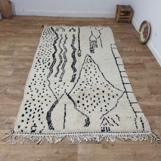 Image 1 of Handmade Beni Ouarain Carpet Of Wool - Beni Ouarain Handmade Wool Rug 255 X 145 Cm