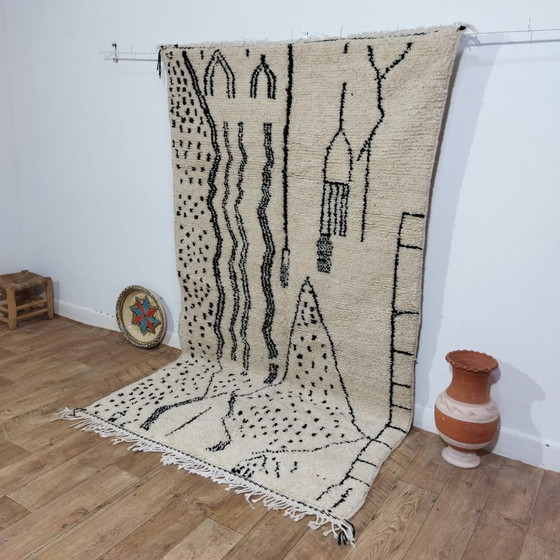 Image 1 of Handmade Beni Ouarain Carpet Of Wool - Beni Ouarain Handmade Wool Rug 255 X 145 Cm