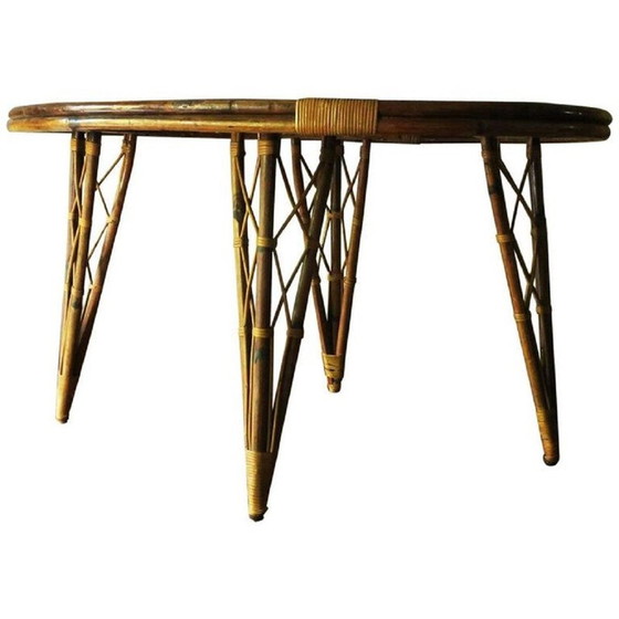 Image 1 of Mid century leaf-shaped bamboo garden table, 1960