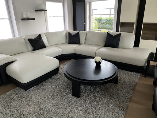 Corner Lounge "Palermo" In Black Ivory Leather From Comfort For Life