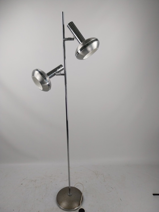 Image 1 of 1 x 1960s double floor lamp in aluminum omi joints