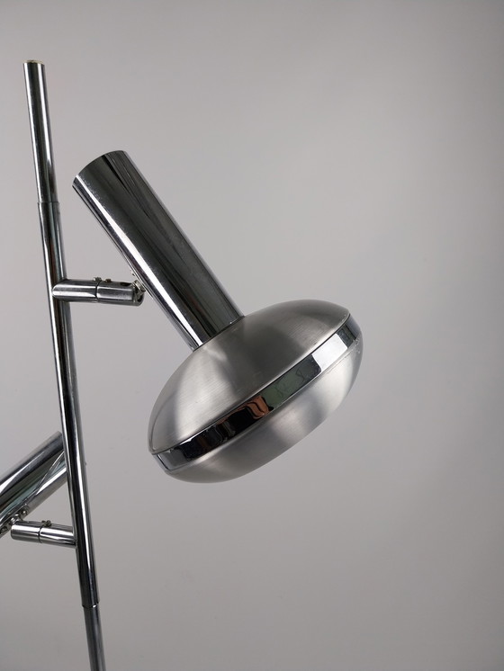 Image 1 of 1 x 1960s double floor lamp in aluminum omi joints