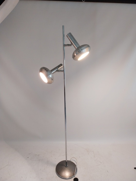 Image 1 of 1 x 1960s double floor lamp in aluminum omi joints