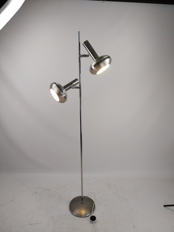 Image 1 of 1 x 1960s double floor lamp in aluminum omi joints