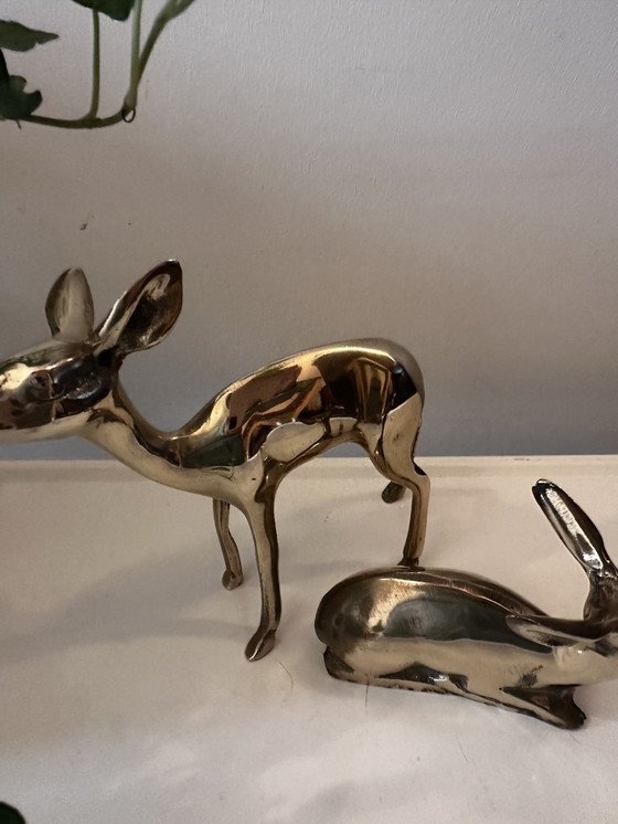 Image 1 of Set Of Brass Deer 2 Pieces