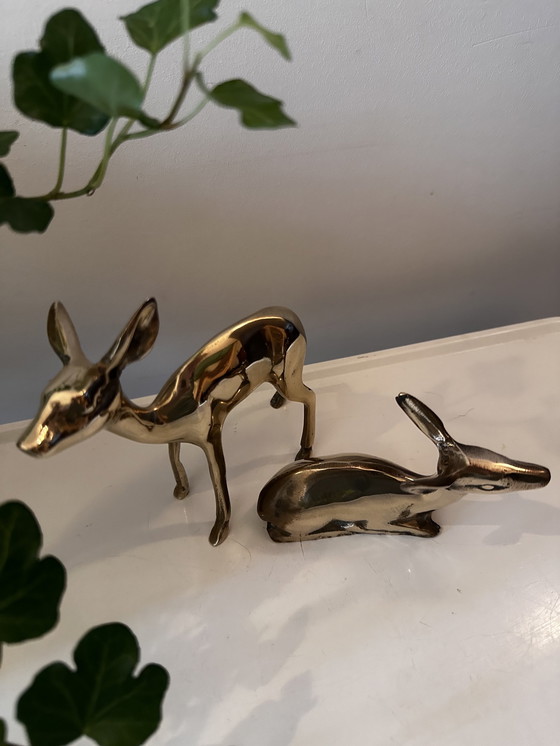 Image 1 of Set Of Brass Deer 2 Pieces