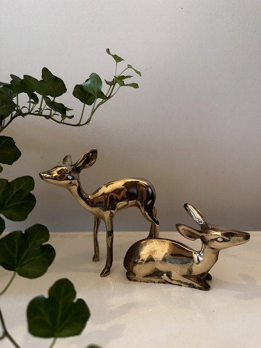 Set Of Brass Deer 2 Pieces