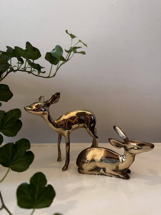 Image 1 of Set Of Brass Deer 2 Pieces