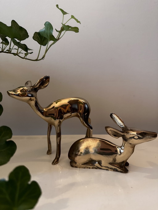 Set Of Brass Deer 2 Pieces