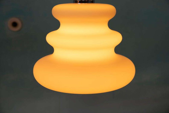 Image 1 of Lampada a sospensione in vetro smerigliato spaziale, pendente dalla forma organica