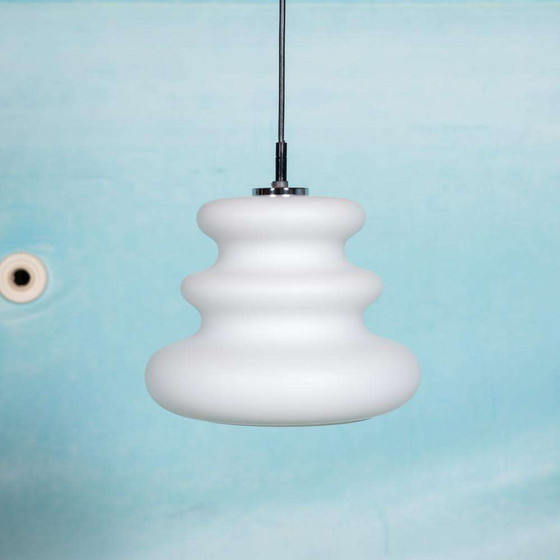 Image 1 of Lampada a sospensione in vetro smerigliato spaziale, pendente dalla forma organica