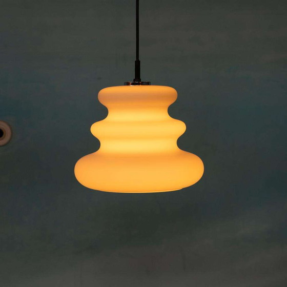 Image 1 of Lampada a sospensione in vetro smerigliato spaziale, pendente dalla forma organica