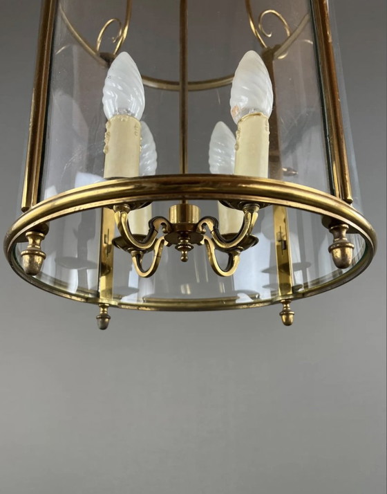 Image 1 of Classical Style Gilt Brass And Glass Lantern, 20th Century