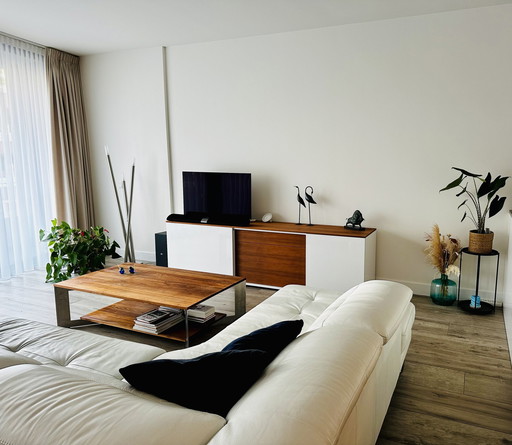 Natuzzi White Leather Corner Sofa With Adjustable Headrests