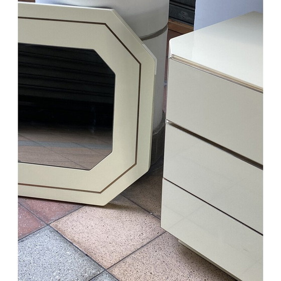 Image 1 of Coppia di cassettiere laccate e specchio vintage, 1980