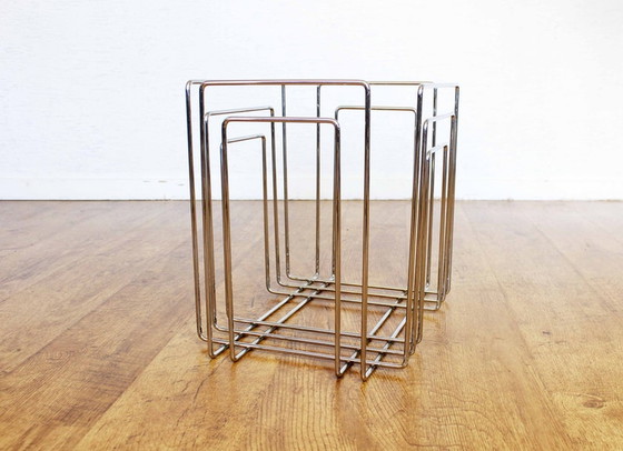 Image 1 of Magazine rack in chromed metal by Willi Glaeser for TMP 1980