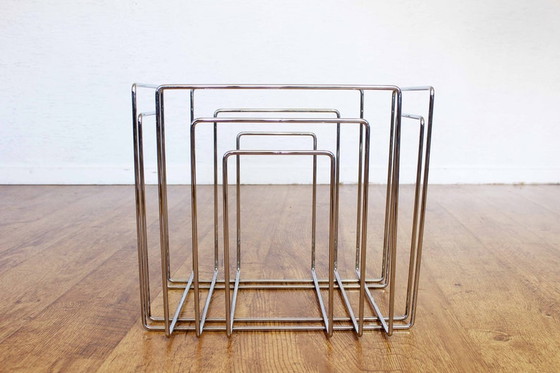 Image 1 of Magazine rack in chromed metal by Willi Glaeser for TMP 1980