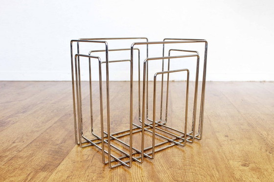 Image 1 of Magazine rack in chromed metal by Willi Glaeser for TMP 1980