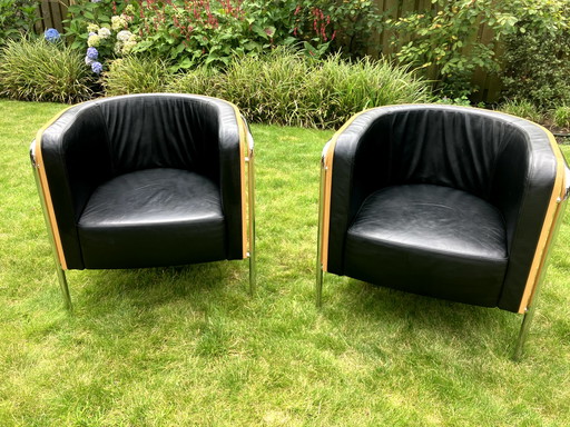 2x fauteuil Thonet S3001 Christoph Zschocke 1990 + table basse ovale