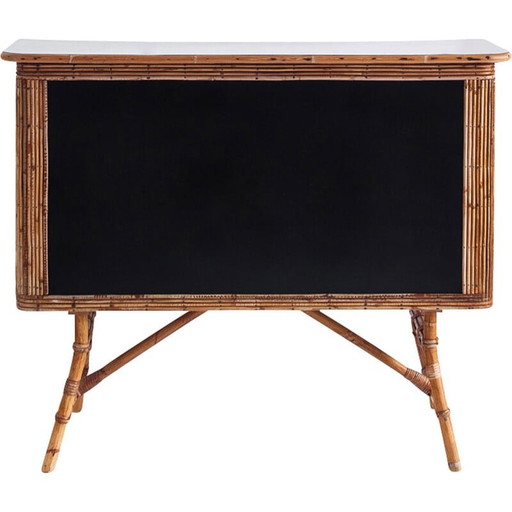 Vintage bar counter in cane and rattan, France 1950