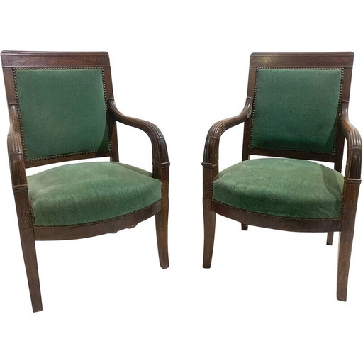 Pair of vintage green armchairs