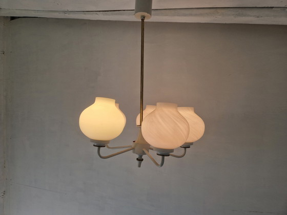 Image 1 of Mid Century Tulip Glass Chandelier