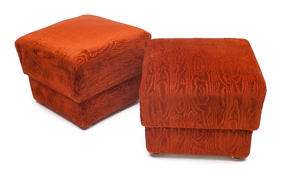 Image 1 of Pair Of Velvet Ottomans