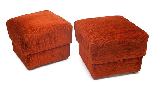 Pair Of Velvet Ottomans