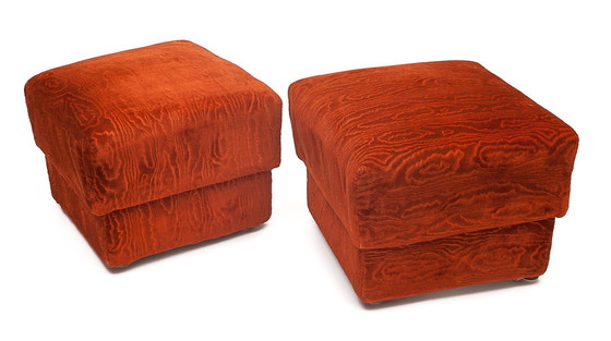 Image 1 of Pair Of Velvet Ottomans