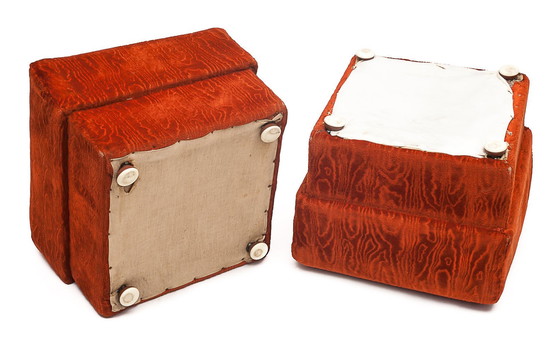 Image 1 of Pair Of Velvet Ottomans