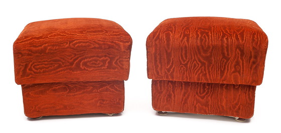 Image 1 of Pair Of Velvet Ottomans