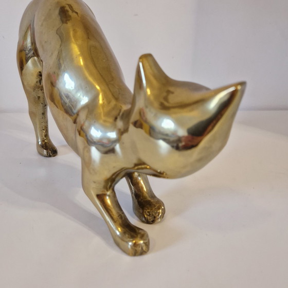 Image 1 of 1970s Brass Cat Statue Cat