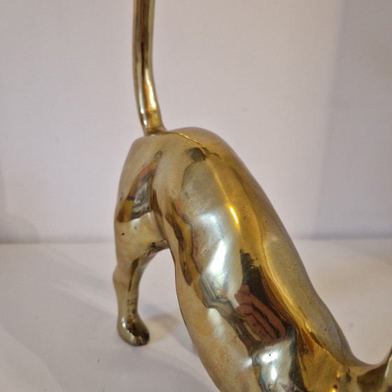 Image 1 of 1970s Brass Cat Statue Cat