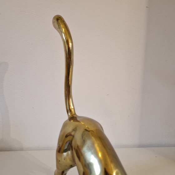 Image 1 of 1970s Brass Cat Statue Cat