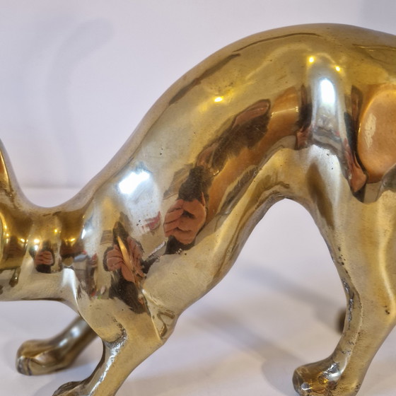 Image 1 of 1970s Brass Cat Statue Cat