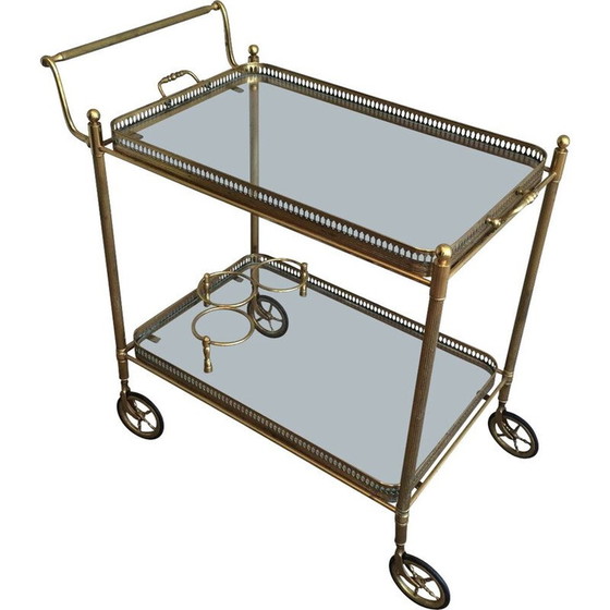 Image 1 of Vintage brass cart with removable trays, France 1940