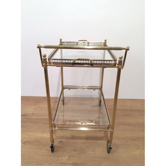 Image 1 of Vintage brass cart with removable trays, France 1940