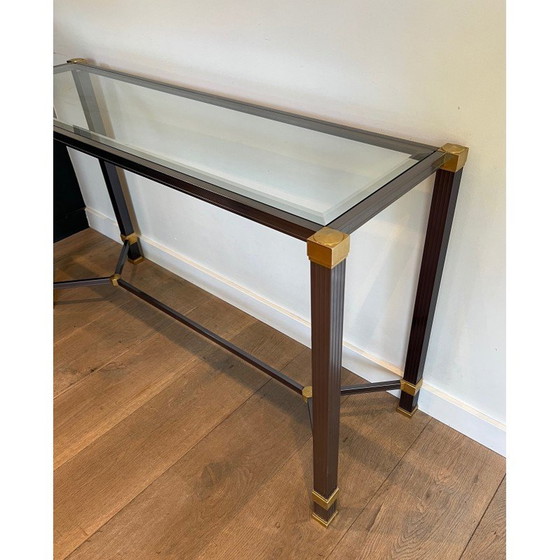 Image 1 of Consolle vintage in alluminio laccato e metallo dorato di Pierre Vandel, Francia 1970