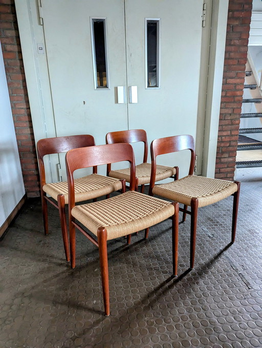 4X J.L.Moller Model 75 Chair For Niels Otto Moller