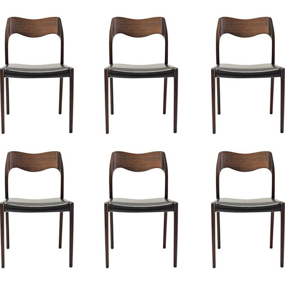 Image 1 of Set of 6 vintage teak dining chairs by Niels Otto Møller, 1951