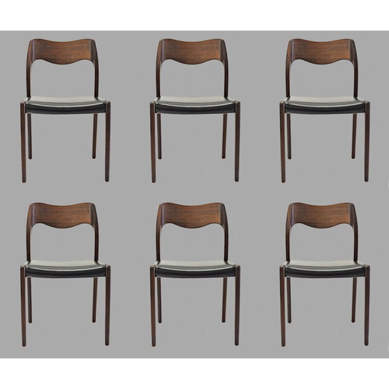 Image 1 of Set of 6 vintage teak dining chairs by Niels Otto Møller, 1951