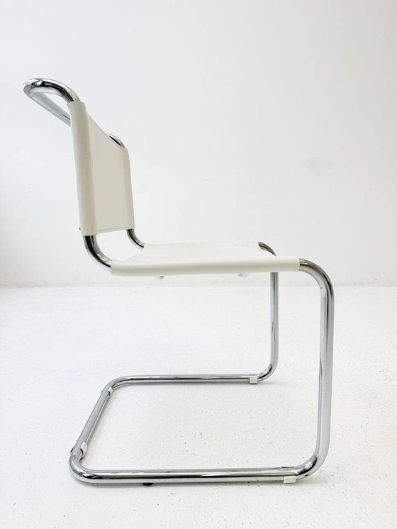 Image 1 of Set of 4 white cantilever chairs S33 by Mart Stam, Italy