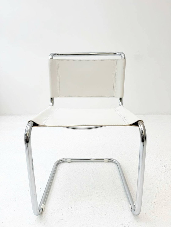 Image 1 of Set of 4 white cantilever chairs S33 by Mart Stam, Italy