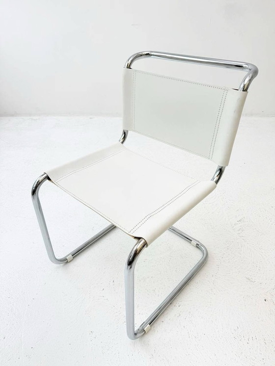 Image 1 of Set of 4 white cantilever chairs S33 by Mart Stam, Italy